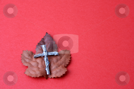 To use this stock image in your creative project, please select the size you need over to the right and click the "Add to Cart" button.
Your downloaded image will come with the Cutcaster watermark removed so don’t worry about the watermark you see on this page. Autumn Leaf stock photo, Autumn leaf with a silver cross on a red background
Leather bound bible opened at a piece of scripture by Vanessa Van Rensburg