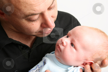 To use this stock image in your creative project, please select the size you need over to the right and click the "Add to Cart" button.
Your downloaded image will come with the Cutcaster watermark removed so don’t worry about the watermark you see on this page. Father and Son stock photo, Father and Baby boy on a white background by Vanessa Van Rensburg