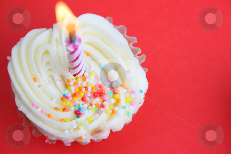To use this stock image in your creative project, please select the size you need over to the right and click the "Add to Cart" button.
Your downloaded image will come with the Cutcaster watermark removed so don’t worry about the watermark you see on this page. Cup Cakes stock photo, Vanilla Cupcake with sprinkles and one candle by Vanessa Van Rensburg