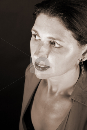 To use this stock image in your creative project, please select the size you need over to the right and click the "Add to Cart" button.
Your downloaded image will come with the Cutcaster watermark removed so don’t worry about the watermark you see on this page. Adult Model stock photo, Beautiful brunette female model against a dark background by Vanessa Van Rensburg