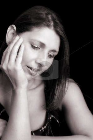 To use this stock image in your creative project, please select the size you need over to the right and click the "Add to Cart" button.
Your downloaded image will come with the Cutcaster watermark removed so don’t worry about the watermark you see on this page. Adult Model stock photo, Beautiful brunette female model against a dark background by Vanessa Van Rensburg