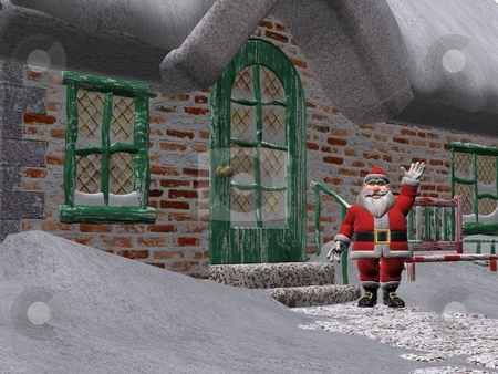To use this stock image in your creative project, please select the size you need over to the right and click the "Add to Cart" button.
Your downloaded image will come with the Cutcaster watermark removed so don’t worry about the watermark you see on this page. Santa Claus stock photo, 3D rendered Santa Claus outside his house by Patrik Ruzic