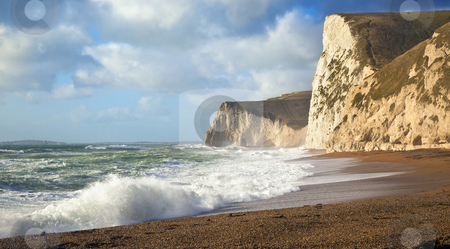 To use this stock image in your creative project, please select the size you need over to the right and click the "Add to Cart" button.
Your downloaded image will come with the Cutcaster watermark removed so don’t worry about the watermark you see on this page. Dorset coast stock photo, A photography of a stormy sea at Dorset UK by Markus Gann
