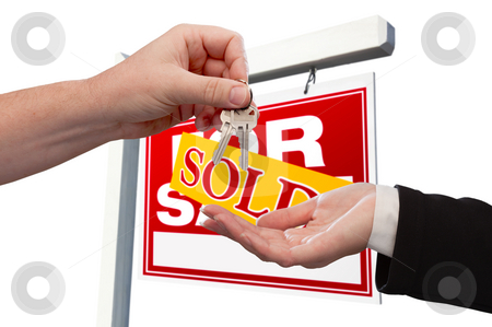To use this stock image in your creative project, please select the size you need over to the right and click the "Add to Cart" button.
Your downloaded image will come with the Cutcaster watermark removed so don’t worry about the watermark you see on this page. Agent Handing Over the Key to a New Home stock photo, Agent Handing Over the Key to a New Home with Real Estate Sign in the Background Isolated on White. by Andy Dean