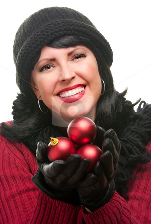 To use this stock image in your creative project, please select the size you need over to the right and click the "Add to Cart" button.
Your downloaded image will come with the Cutcaster watermark removed so don’t worry about the watermark you see on this page. Attractive Woman Holding Red Ornaments stock photo, Attractive Woman Holding Red Ornaments Isolated on a White Background. by Andy Dean