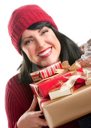 To use this stock image in your creative project, please select the size you need over to the right and click the "Add to Cart" button.
Your downloaded image will come with the Cutcaster watermark removed so don’t worry about the watermark you see on this page. Pretty Woman Holding Holiday Gifts stock photo, Happy, Attractive Woman Holds Holiday Gifts Isolated on a White Background. by Andy Dean