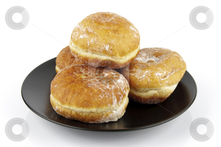 To use this stock image in your creative project, please select the size you need over to the right and click the "Add to Cart" button.
Your downloaded image will come with the Cutcaster watermark removed so don’t worry about the watermark you see on this page. Jam Doughnuts stock photo, Black round plate of jam doughnuts on a reflective white background by Keith Wilson