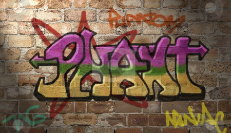 To use this stock image in your creative project, please select the size you need over to the right and click the "Add to Cart" button.
Your downloaded image will come with the Cutcaster watermark removed so don’t worry about the watermark you see on this page. Writing on the wall stock photo, Grafitti was drawn and coloured in photoshop using a custom aerosol brush (which I made myself) over photographed brickwork
Added lighting effect to the wall. by Leah-Anne Thompson