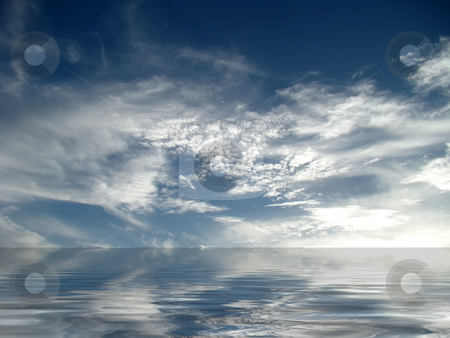 To use this stock image in your creative project, please select the size you need over to the right and click the "Add to Cart" button.
Your downloaded image will come with the Cutcaster watermark removed so don’t worry about the watermark you see on this page. Cumulus cloudscape stock photo, Cumulus cloudsacpe reflecting in the ocean. by Gowtum Bachoo