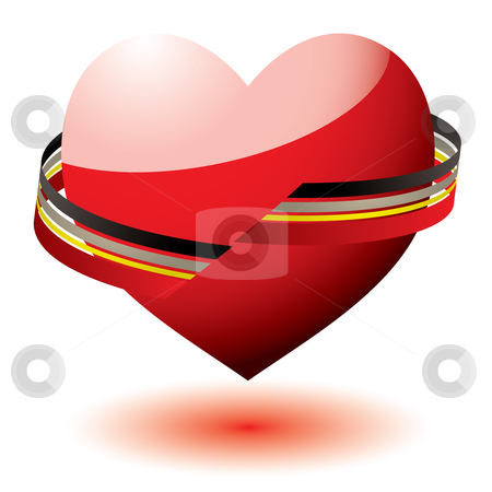 To use this stock image in your creative project, please select the size you need over to the right and click the "Add to Cart" button.
Your downloaded image will come with the Cutcaster watermark removed so don’t worry about the watermark you see on this page. Love heart ribbon stock vector clipart, Red love heart icon with flowing ribbon and shadow by Michael Travers