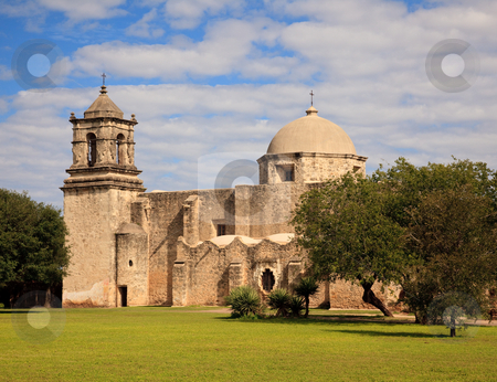 To use this stock image in your creative project, please select the size you need over to the right and click the "Add to Cart" button.
Your downloaded image will come with the Cutcaster watermark removed so don’t worry about the watermark you see on this page. San Antonio Mission San Juan in Texas stock photo, View of the garden and trees in front of the San Juan Mission near San Antonio in Texas by Steven Heap