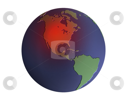 To use this stock image in your creative project, please select the size you need over to the right and click the "Add to Cart" button.
Your downloaded image will come with the Cutcaster watermark removed so don’t worry about the watermark you see on this page. Image of Earth with red USA stock photo, Illustration of the earth in blue and green with heated area over North America by Steven Heap