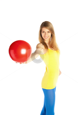 To use this stock image in your creative project, please select the size you need over to the right and click the "Add to Cart" button.
Your downloaded image will come with the Cutcaster watermark removed so don’t worry about the watermark you see on this page. Pretty blond girl with red ball stock photo, Young happy blond woman standing on tiptoe and holding red ball by Mikhail Lavrenov