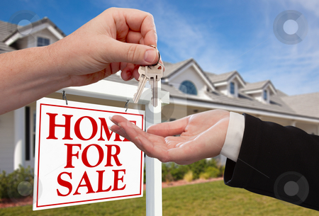 To use this stock image in your creative project, please select the size you need over to the right and click the "Add to Cart" button.
Your downloaded image will come with the Cutcaster watermark removed so don’t worry about the watermark you see on this page. Handing Over the House Keys in Front of New Home stock photo, Handing Over the House Keys in Front of a Beautiful New Home. by Andy Dean
