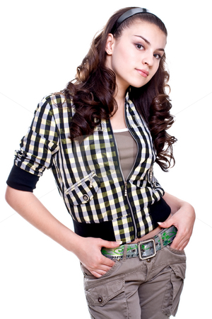 To use this stock image in your creative project, please select the size you need over to the right and click the "Add to Cart" button.
Your downloaded image will come with the Cutcaster watermark removed so don’t worry about the watermark you see on this page. Beautiful women in a jacket stock photo, Beautiful women in a jacket on a white background isolated by Artem Zamula