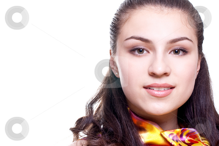 To use this stock image in your creative project, please select the size you need over to the right and click the "Add to Cart" button.
Your downloaded image will come with the Cutcaster watermark removed so don’t worry about the watermark you see on this page. Beautiful women in a colored blouse stock photo, Beautiful women in a colored blouse on a white background isolated by Artem Zamula