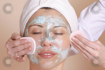 To use this stock image in your creative project, please select the size you need over to the right and click the "Add to Cart" button.
Your downloaded image will come with the Cutcaster watermark removed so don’t worry about the watermark you see on this page. Beauty treatment - cleansing skin stock photo, Beautician cleansing the skin of a female customer. by Leah-Anne Thompson
