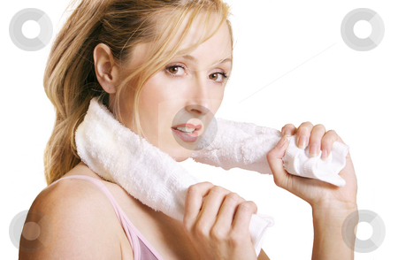 To use this stock image in your creative project, please select the size you need over to the right and click the "Add to Cart" button.
Your downloaded image will come with the Cutcaster watermark removed so don’t worry about the watermark you see on this page. Fitness stock photo, Active girl with sports gear and towel.
eg: fitness, aerobics, pilates, yoga, health, beauty, etc, by Leah-Anne Thompson