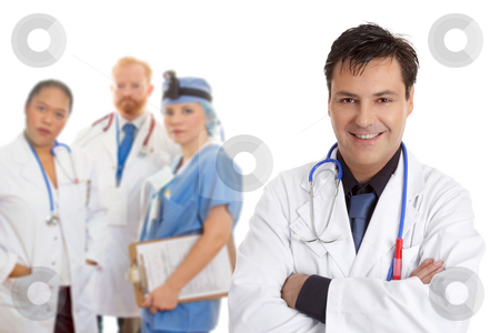 To use this stock image in your creative project, please select the size you need over to the right and click the "Add to Cart" button.
Your downloaded image will come with the Cutcaster watermark removed so don’t worry about the watermark you see on this page. Hospital medical team of doctors and surgeons stock photo, Friendly caring team of medical doctors, surgeons, healthcare professionals. by Leah-Anne Thompson