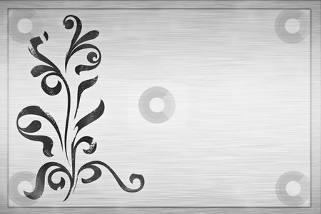 To use this stock image in your creative project, please select the size you need over to the right and click the "Add to Cart" button.
Your downloaded image will come with the Cutcaster watermark removed so don’t worry about the watermark you see on this page. Floral grunge design stock photo, Large floral grunge design on brushed metal plaque by Phil Morley