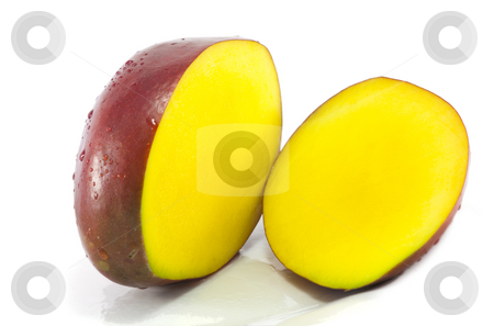To use this stock image in your creative project, please select the size you need over to the right and click the "Add to Cart" button.
Your downloaded image will come with the Cutcaster watermark removed so don’t worry about the watermark you see on this page. Sliced Mango on white stock photo, Single fresh juicy red mango sliced open on white background by Chris Alleaume