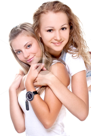 To use this stock image in your creative project, please select the size you need over to the right and click the "Add to Cart" button.
Your downloaded image will come with the Cutcaster watermark removed so don’t worry about the watermark you see on this page. Two beautiful women in a white T-shirts stock photo, Two beautiful women in a white T-shirts on a white background isolated by Artem Zamula