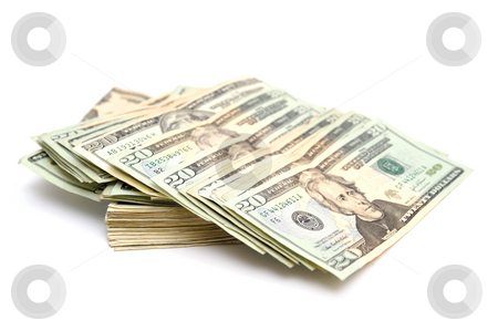 To use this stock image in your creative project, please select the size you need over to the right and click the "Add to Cart" button.
Your downloaded image will come with the Cutcaster watermark removed so don’t worry about the watermark you see on this page. Twenty Dollar Bills Isolated stock photo, A stack of United States twenty dollar bills with some of them fanned out across the top of pile on a white background by Lynn Bendickson