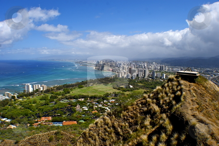 To use this stock image in your creative project, please select the size you need over to the right and click the "Add to Cart" button.
Your downloaded image will come with the Cutcaster watermark removed so don’t worry about the watermark you see on this page. Diamondhead stock photo, View from Diamondhead, overlooking Waikiki by Timothy Barron