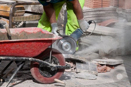 To use this stock image in your creative project, please select the size you need over to the right and click the "Add to Cart" button.
Your downloaded image will come with the Cutcaster watermark removed so don’t worry about the watermark you see on this page. Construction Site stock photo, Worker cutting stone at a construction site. Horizontally framed shot. by Erwin Johann Wodicka
