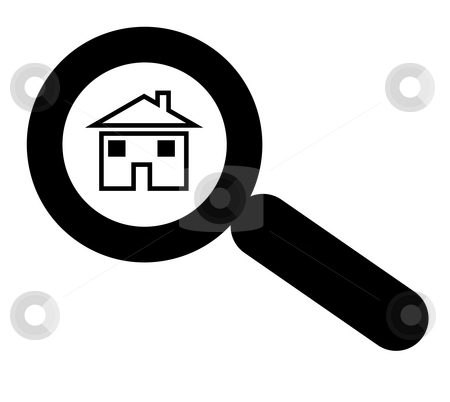To use this stock image in your creative project, please select the size you need over to the right and click the "Add to Cart" button.
Your downloaded image will come with the Cutcaster watermark removed so don’t worry about the watermark you see on this page. Looking for house or home stock photo, Magnifying glass above house or home, silhouetted in black on white background. by Martin Crowdy