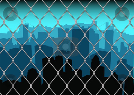 To use this stock image in your creative project, please select the size you need over to the right and click the "Add to Cart" button.
Your downloaded image will come with the Cutcaster watermark removed so don’t worry about the watermark you see on this page. City behind fence stock vector clipart, City scape skyline behind a metal fence with blue sky by Michael Travers