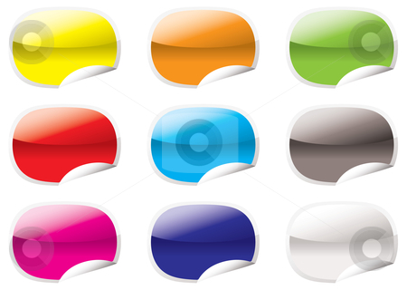 To use this stock image in your creative project, please select the size you need over to the right and click the "Add to Cart" button.
Your downloaded image will come with the Cutcaster watermark removed so don’t worry about the watermark you see on this page. Oval peel corner stock vector clipart, Nine oval shaped icons with the corner curled up by Michael Travers