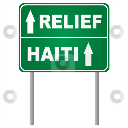 To use this stock image in your creative project, please select the size you need over to the right and click the "Add to Cart" button.
Your downloaded image will come with the Cutcaster watermark removed so don’t worry about the watermark you see on this page. Relief sign stock vector clipart, Green road sign in green with arrow showing Haiti relief by Michael Travers