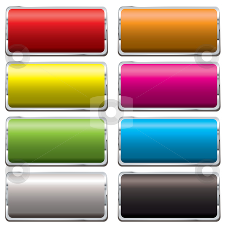 To use this stock image in your creative project, please select the size you need over to the right and click the "Add to Cart" button.
Your downloaded image will come with the Cutcaster watermark removed so don’t worry about the watermark you see on this page. Web buton icons with silver bevel stock vector clipart, Collection of eight brightly colored web icons buttons with drop shadow by Michael Travers