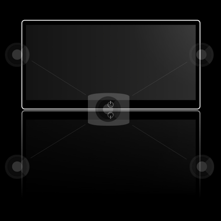 To use this stock image in your creative project, please select the size you need over to the right and click the "Add to Cart" button.
Your downloaded image will come with the Cutcaster watermark removed so don’t worry about the watermark you see on this page. Screen stock photo, Black and white wide screen on black background by Henrik Lehnerer