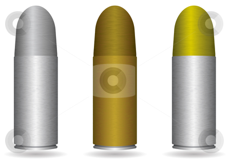 To use this stock image in your creative project, please select the size you need over to the right and click the "Add to Cart" button.
Your downloaded image will come with the Cutcaster watermark removed so don’t worry about the watermark you see on this page. Small handgun bullet stock vector clipart, Collection of three small handgun bullets with different metal finishes by Michael Travers