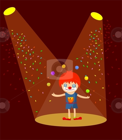 To use this stock image in your creative project, please select the size you need over to the right and click the "Add to Cart" button.
Your downloaded image will come with the Cutcaster watermark removed so don’t worry about the watermark you see on this page. Clown juggling stock vector clipart, Cartoon clown juggling with 6 colorful balls in the spotlight. by Zsofia Szegedy