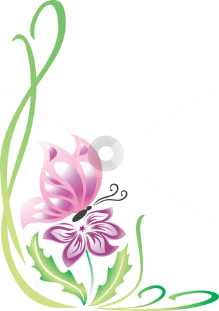 luthfiannisahay: Pink Butterfly And Flower Vector