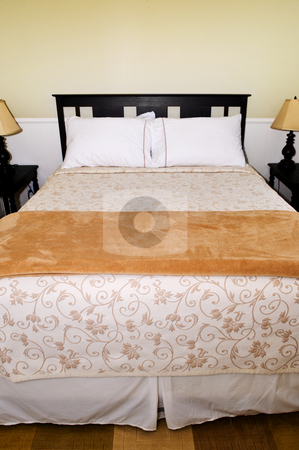 To use this stock image in your creative project, please select the size you need over to the right and click the "Add to Cart" button.
Your downloaded image will come with the Cutcaster watermark removed so don’t worry about the watermark you see on this page. Bedroom stock photo, Bedroom interior with comfortable queen size bed by Elena Elisseeva