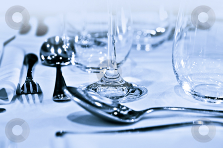 To use this stock image in your creative project, please select the size you need over to the right and click the "Add to Cart" button.
Your downloaded image will come with the Cutcaster watermark removed so don’t worry about the watermark you see on this page. Tableware closeup stock photo, Close up view of table setting with cutlery and glasses by Elena Elisseeva