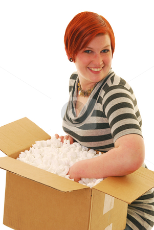To use this stock image in your creative project, please select the size you need over to the right and click the "Add to Cart" button.
Your downloaded image will come with the Cutcaster watermark removed so don’t worry about the watermark you see on this page. Happy delivery stock photo, An attractive young woman excited about a recent delivery. by Christy Thompson
