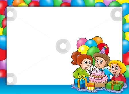 To use this stock image in your creative project, please select the size you need over to the right and click the "Add to Cart" button.
Your downloaded image will come with the Cutcaster watermark removed so don’t worry about the watermark you see on this page. Frame with celebrating children stock photo, Frame with celebrating children - color illustration. by Klara Viskova