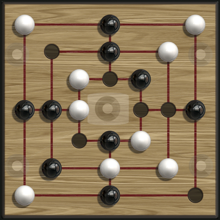 To use this stock image in your creative project, please select the size you need over to the right and click the "Add to Cart" button.
Your downloaded image will come with the Cutcaster watermark removed so don’t worry about the watermark you see on this page. Muehle stock photo, An illustration of a nine men?s morris game by Markus Gann