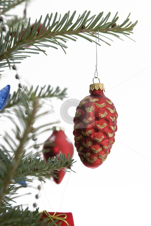 To use this stock image in your creative project, please select the size you need over to the right and click the "Add to Cart" button.
Your downloaded image will come with the Cutcaster watermark removed so don’t worry about the watermark you see on this page. Christmas bulb stock photo, Red christmas bulb in the shape of a pine cone hanging from the tree by Yann Poirier