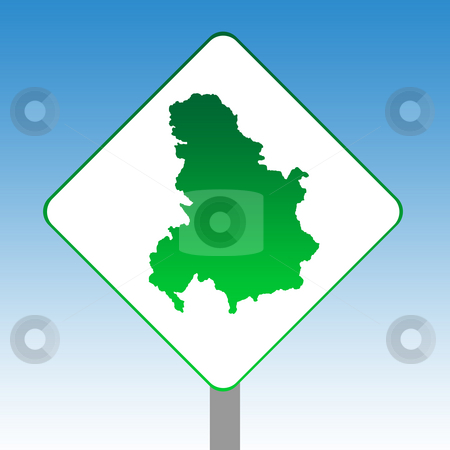 To use this stock image in your creative project, please select the size you need over to the right and click the "Add to Cart" button.
Your downloaded image will come with the Cutcaster watermark removed so don’t worry about the watermark you see on this page. Serbia and Montenegro map road sign stock photo, Serbia and Montenegro map road sign in green isolated on white with blue sky background. by Martin Crowdy