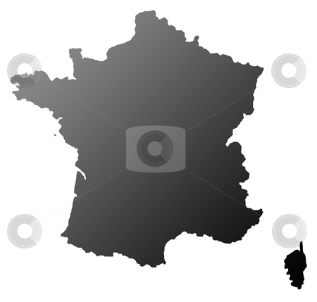 To use this stock image in your creative project, please select the size you need over to the right and click the "Add to Cart" button.
Your downloaded image will come with the Cutcaster watermark removed so don’t worry about the watermark you see on this page. France map silhouette stock photo, Silhouetted map of France isolated on white background. by Martin Crowdy