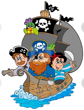 To use this stock image in your creative project, please select the size you need over to the right and click the "Add to Cart" button.
Your downloaded image will come with the Cutcaster watermark removed so don’t worry about the watermark you see on this page. Ship with various cartoon pirates stock vector clipart, Ship with various cartoon pirates - vector illustration. by Klara Viskova