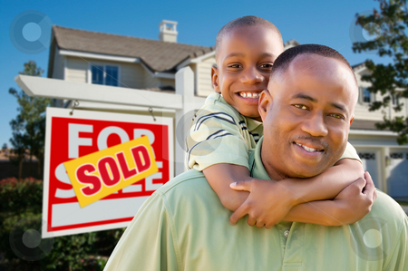 To use this stock image in your creative project, please select the size you need over to the right and click the "Add to Cart" button.
Your downloaded image will come with the Cutcaster watermark removed so don’t worry about the watermark you see on this page. Father and Son In Front of Real Estate Sign and Home stock photo, Happy African American Father and Son in Front of New Home and Real Estate Sign. by Andy Dean