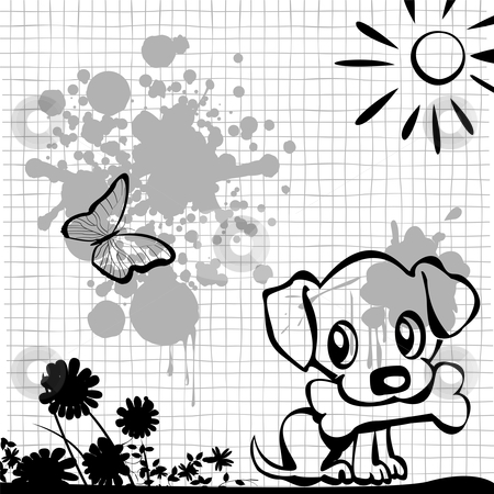 To use this stock image in your creative project, please select the size you need over to the right and click the "Add to Cart" button.
Your downloaded image will come with the Cutcaster watermark removed so don’t worry about the watermark you see on this page. Puppy with bone stock vector clipart, Puppy with bone, illustration in black and gray tones by Richard Laschon