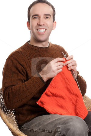 To use this stock image in your creative project, please select the size you need over to the right and click the "Add to Cart" button.
Your downloaded image will come with the Cutcaster watermark removed so don’t worry about the watermark you see on this page. Happy Knitting Man stock photo, A happy man is knitting something while sitting down, isolated against a white background by Richard Nelson